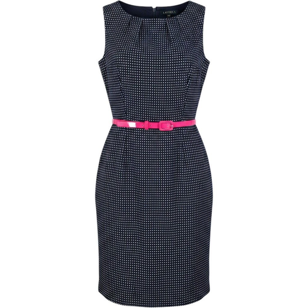 Lauren Ralph Lauren Sheath Dress 6 Navy White Polka Dot heritage money